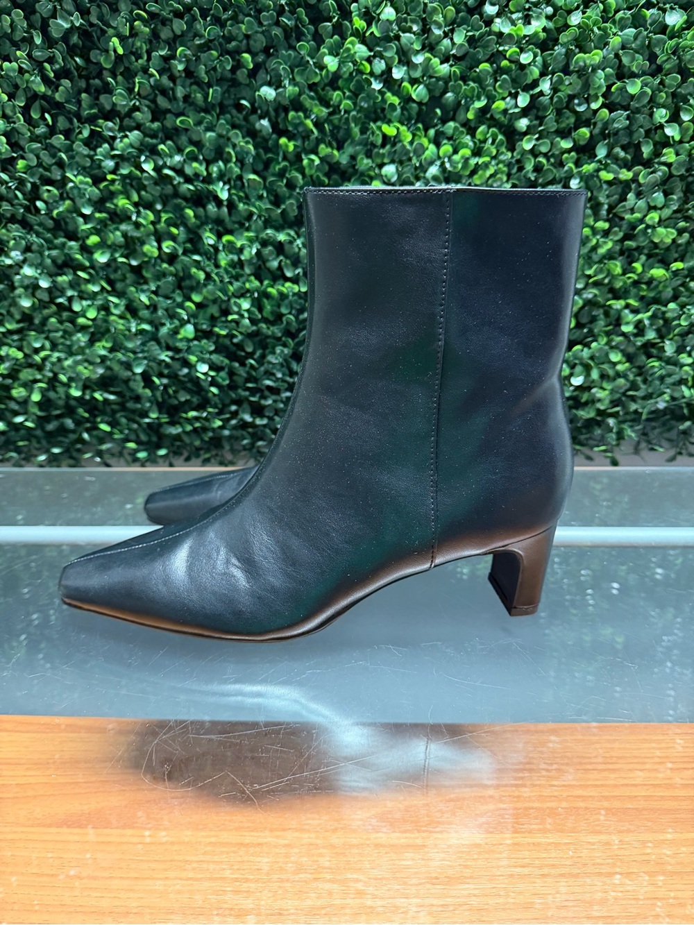 a new day Black Pointed Toe Leather Ankle Boots - Picture 4 of 9